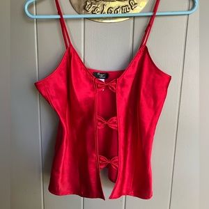 Red saying bow tank top